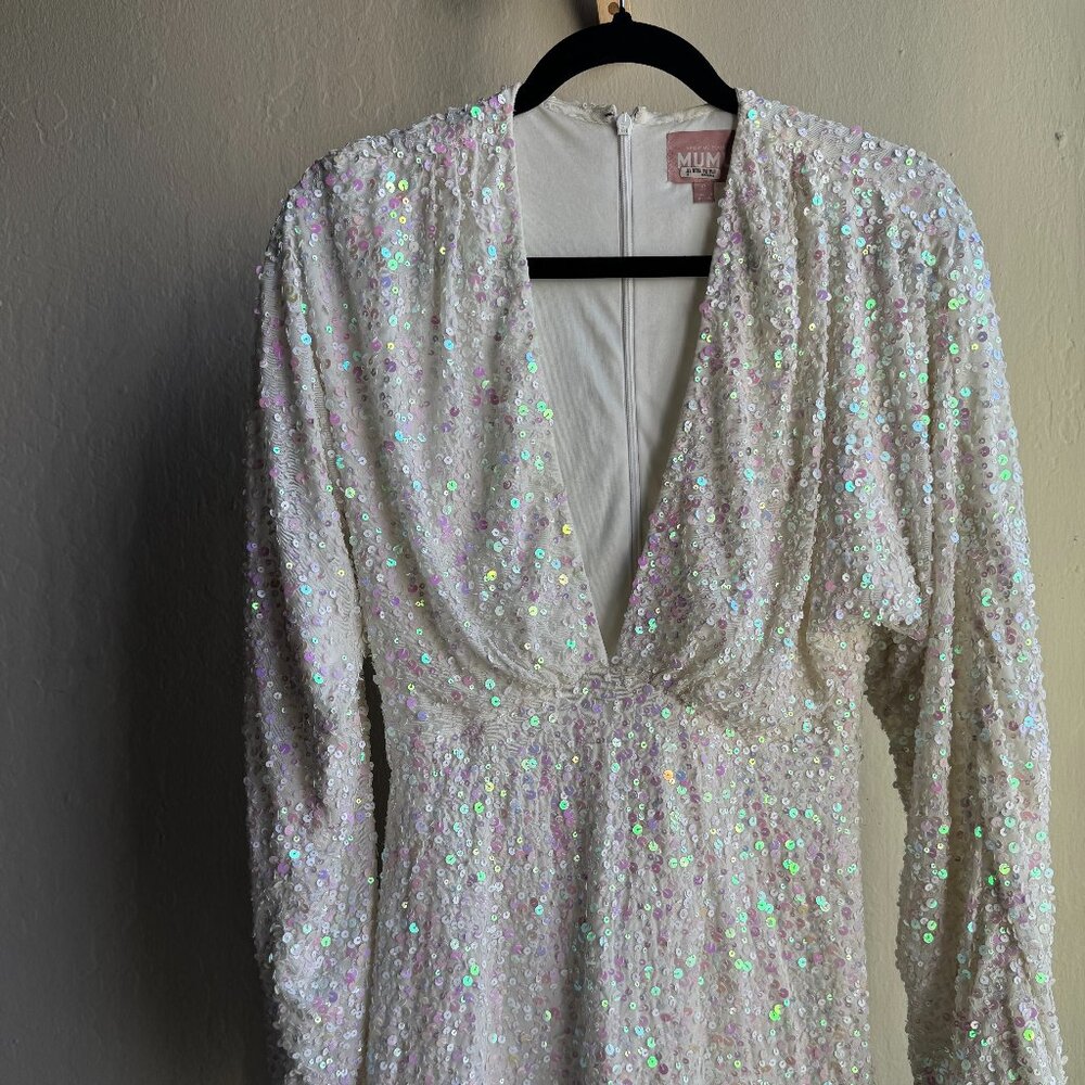 Show Me Your Mumu Kidman Mini Dress – White Sprinkle Sequins (Small)